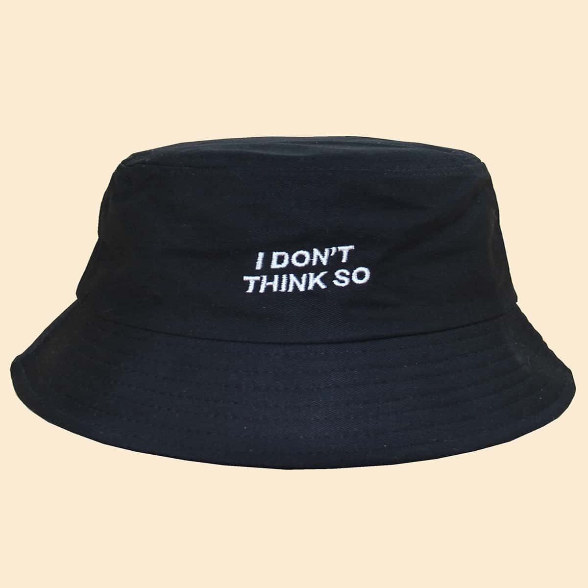 

Guys Slogan Graphic Embroidery Bucket Hat, Black
