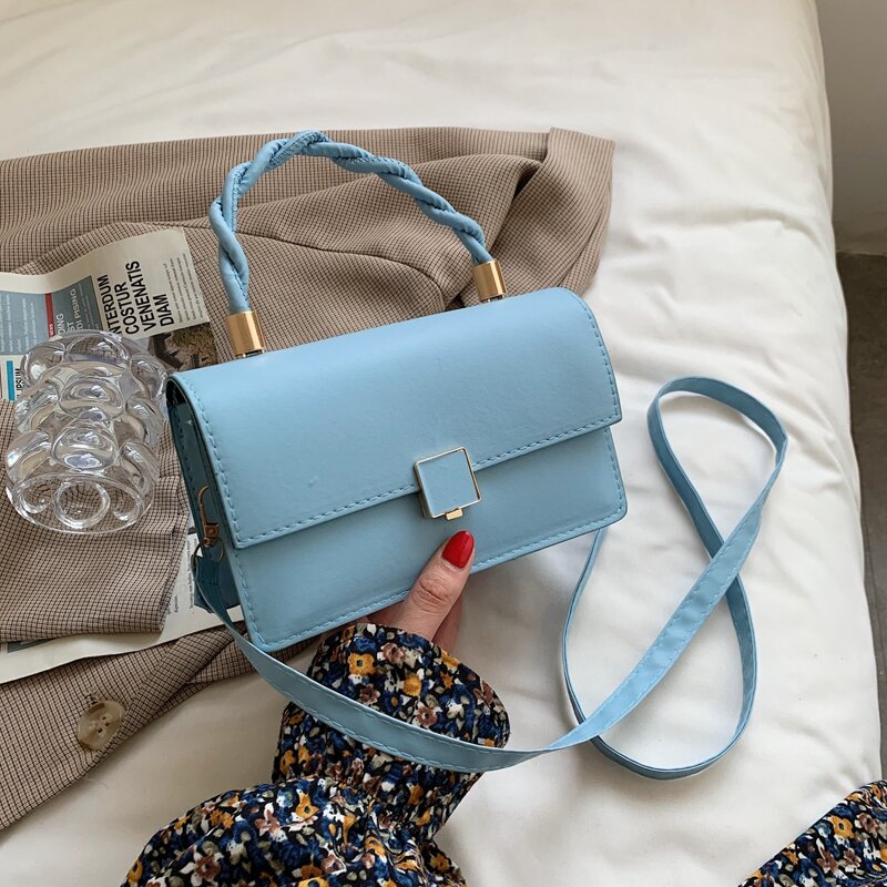 

Top Handle Flap Satchel Bag, Blue