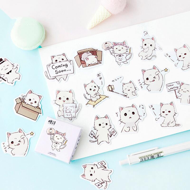 

45pcs Cartoon Cat Graphic Sticker, Multicolor