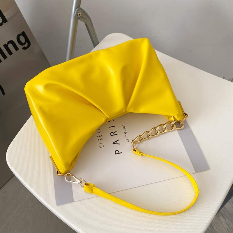 

Ruched Shoulder Bag, Yellow