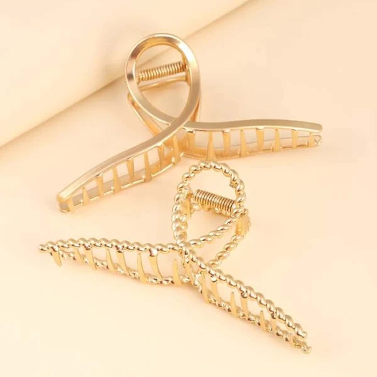 

2pcs Minimalist Hair Claw, Gold
