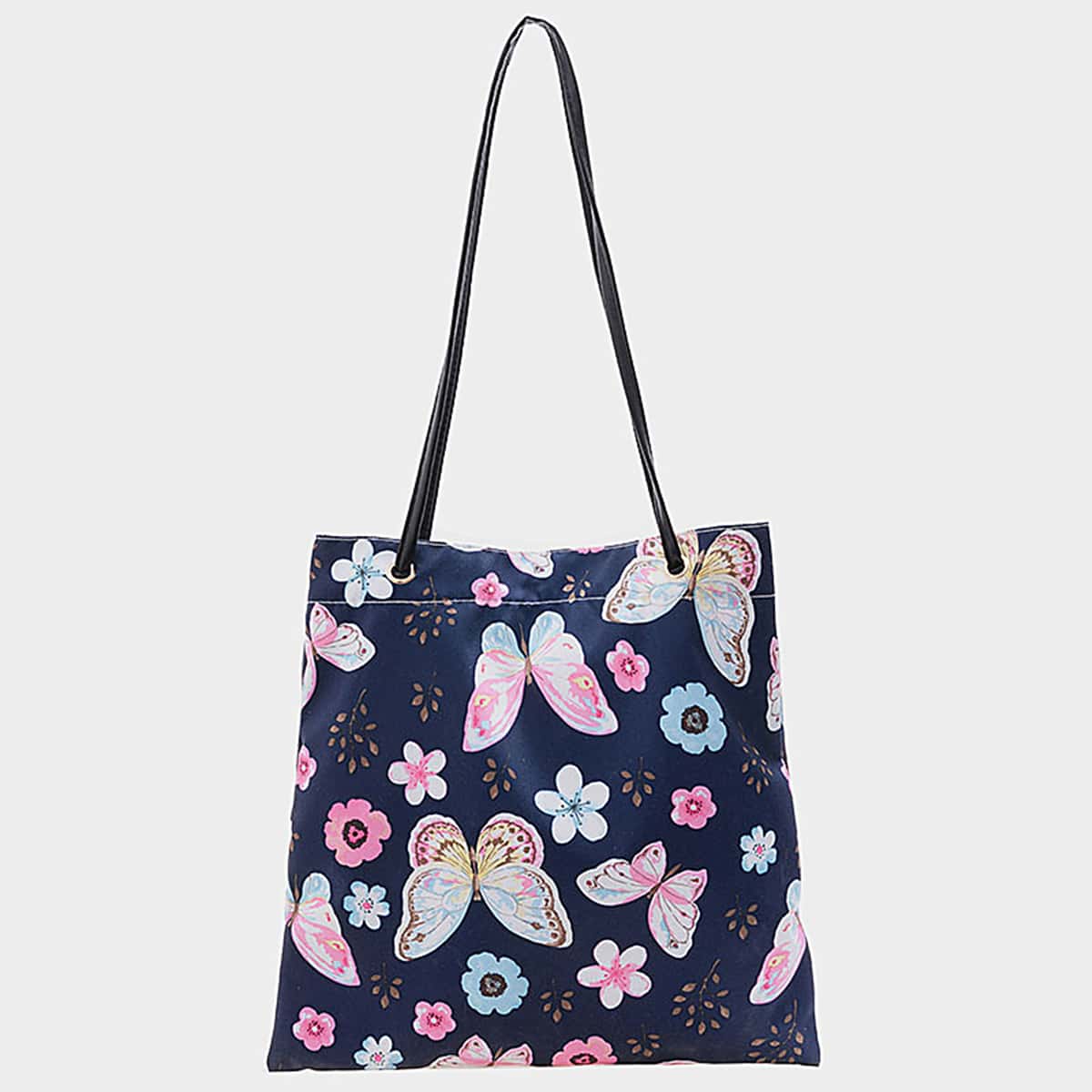 

Butterfly Print Tote Bag, Navy blue