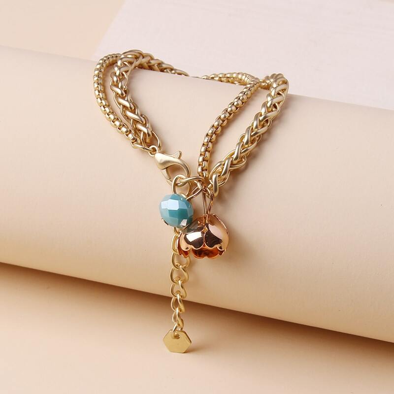 

1pc Layered Chain Bracelet, Bronze