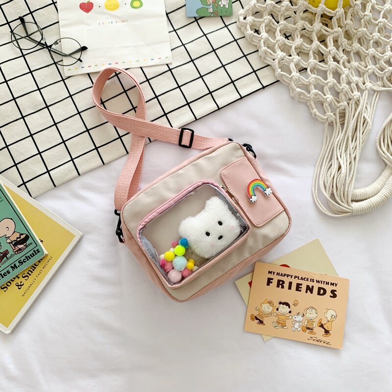 

Clear Pocket Front Crossbody Bag, Pink