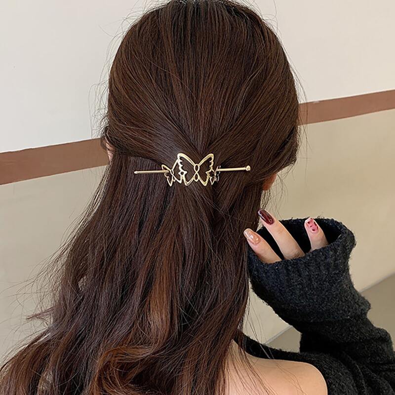 

1pc Butterfly Hair Clip, Gold
