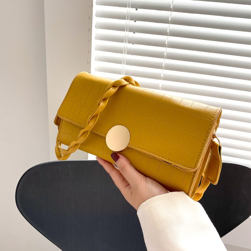 

Croc Embossed Shoulder Bag, Yellow