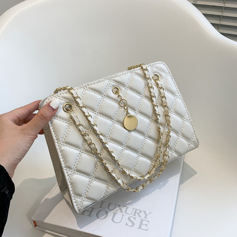 

Quilted Chain Shoulder Bag, White