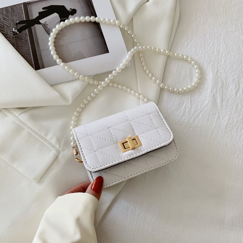 

Mini Turn-lock Crossbody Bag, White