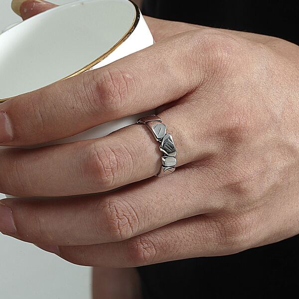 

Men Alloy Cuff Ring, Antique silver