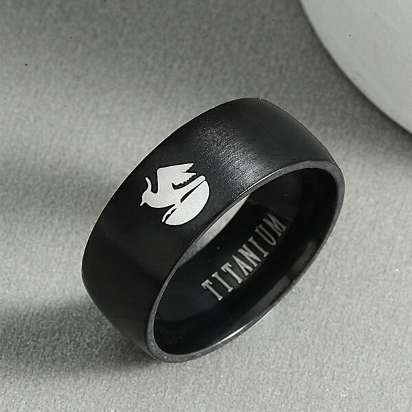 

Men Letter Graphic Ring, Black