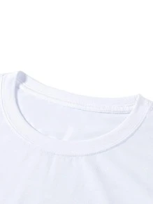 Manfinity 男士汽車印花短袖T恤 - 白色 - 查看 4