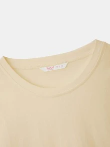 Ilustrata Figure & Cartoon Graphic Oversized Tee - Apricot - View 4