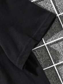 Manfinity 男士字母圖案短袖T恤 - 黑色 - 查看 4