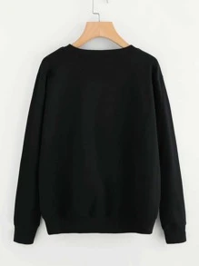 Áo nỉ Plus Size Báo Lá thư Giải trí - màu đen - Xem 2