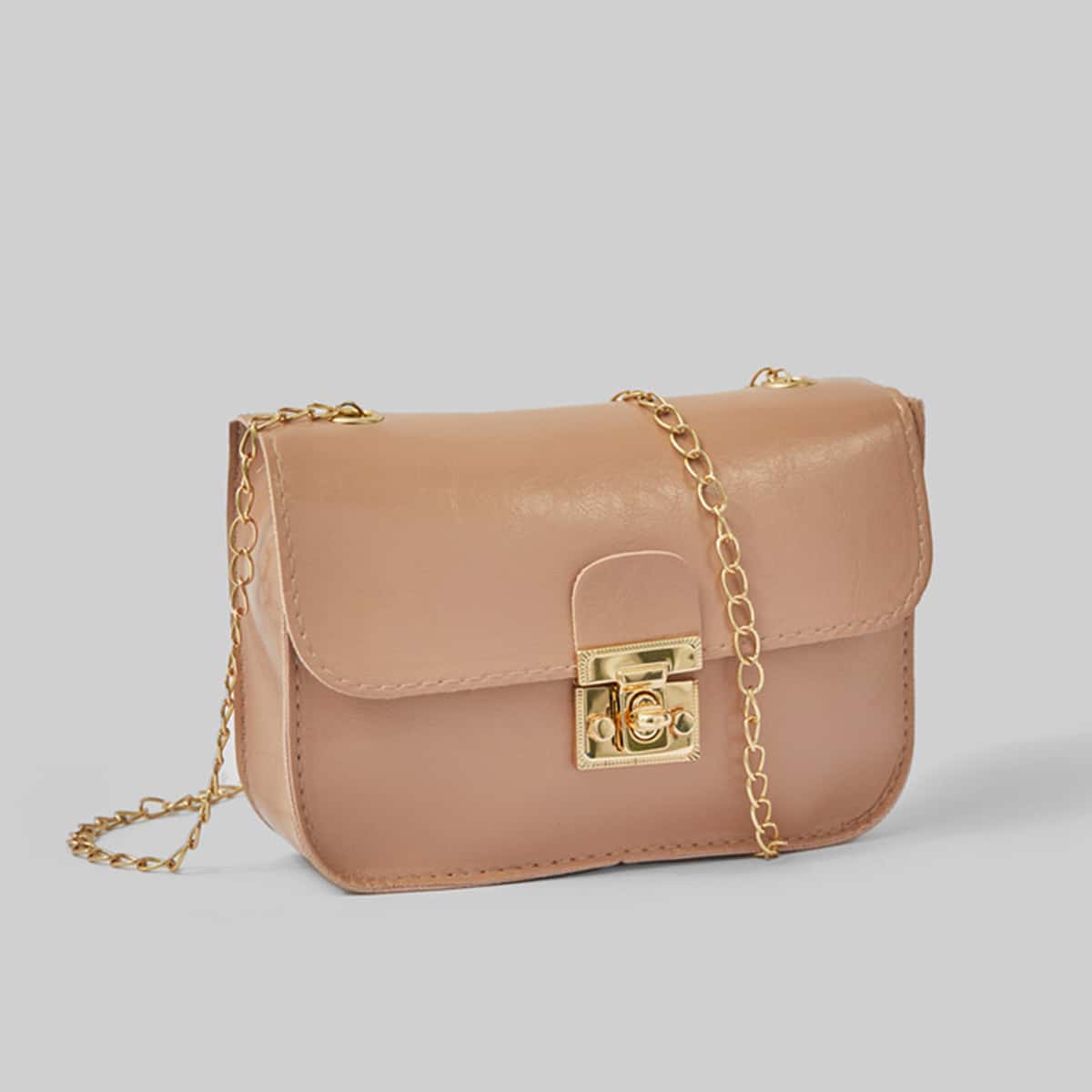 

Turn-lock Chain Crossbody Bag, Pink