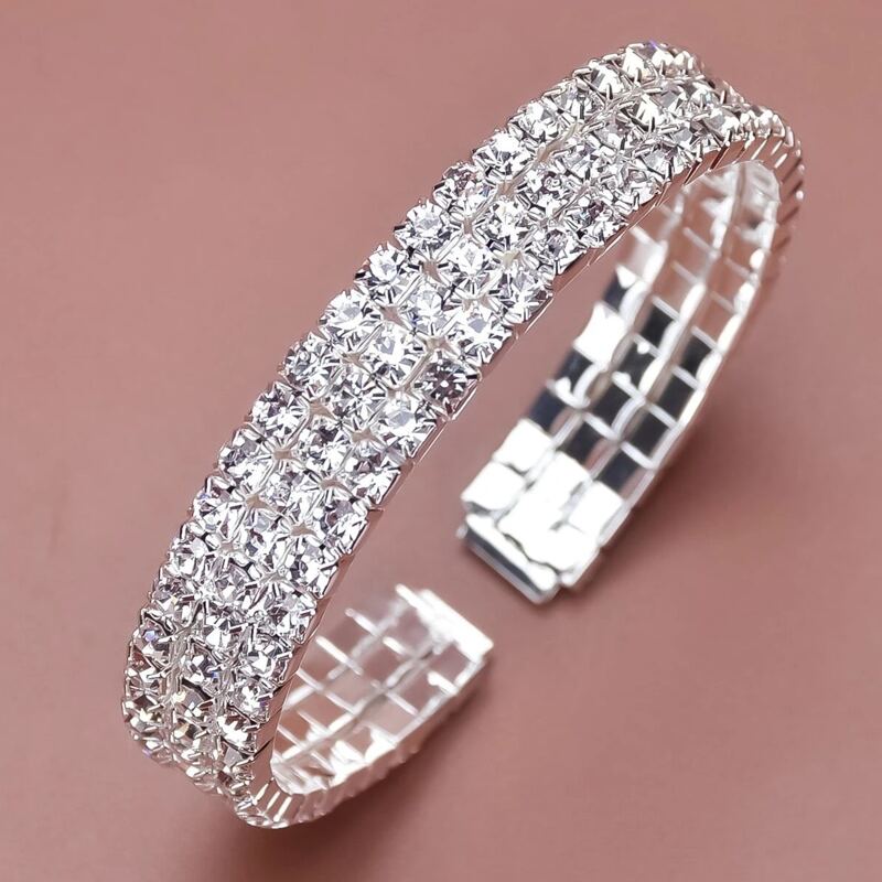 

Rhinestone Cuff Bracelet, Silver
