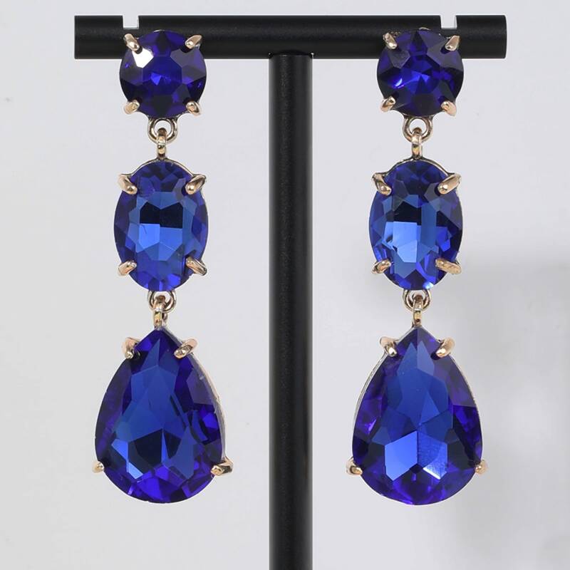

Rhinestone Drop Earrings, Royal blue