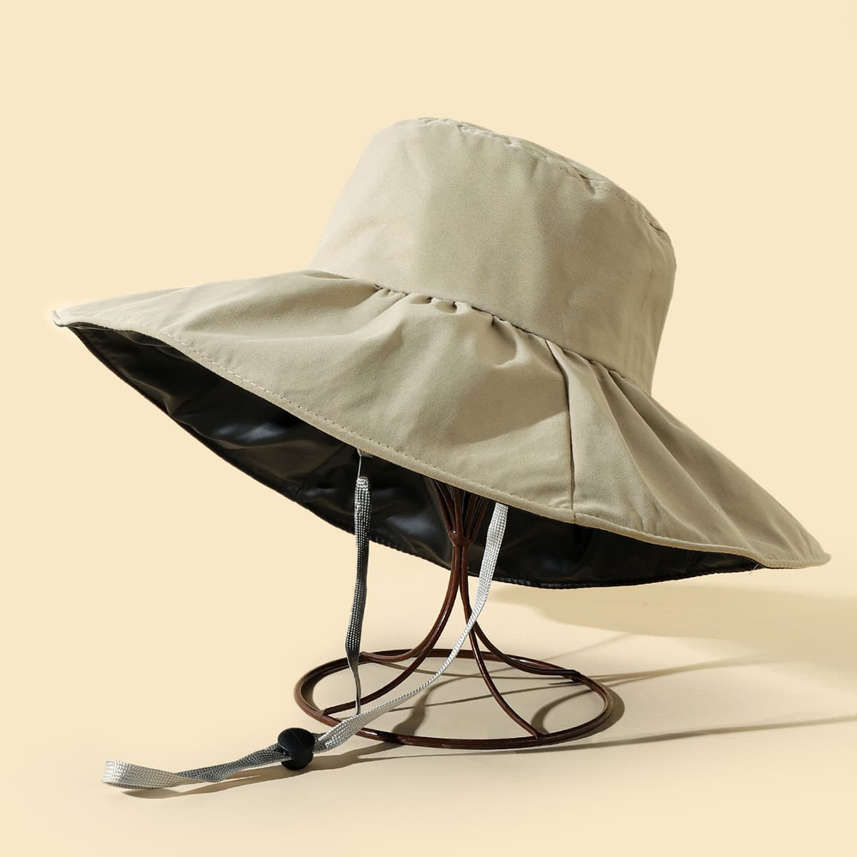 

1pc Solid Bucket Hat, Khaki