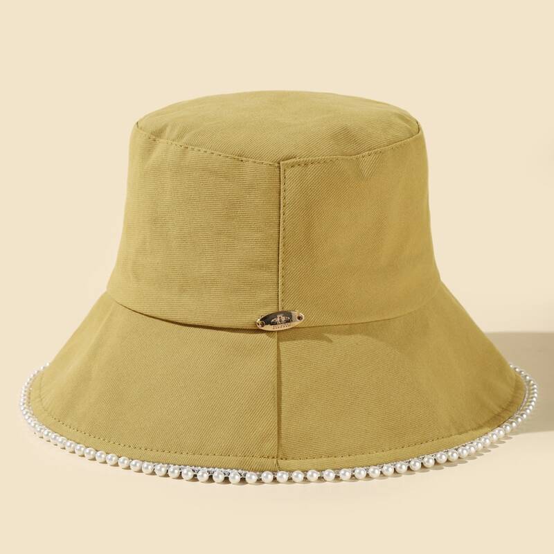

Faux Pearl Decor Bucket Hat, Yellow