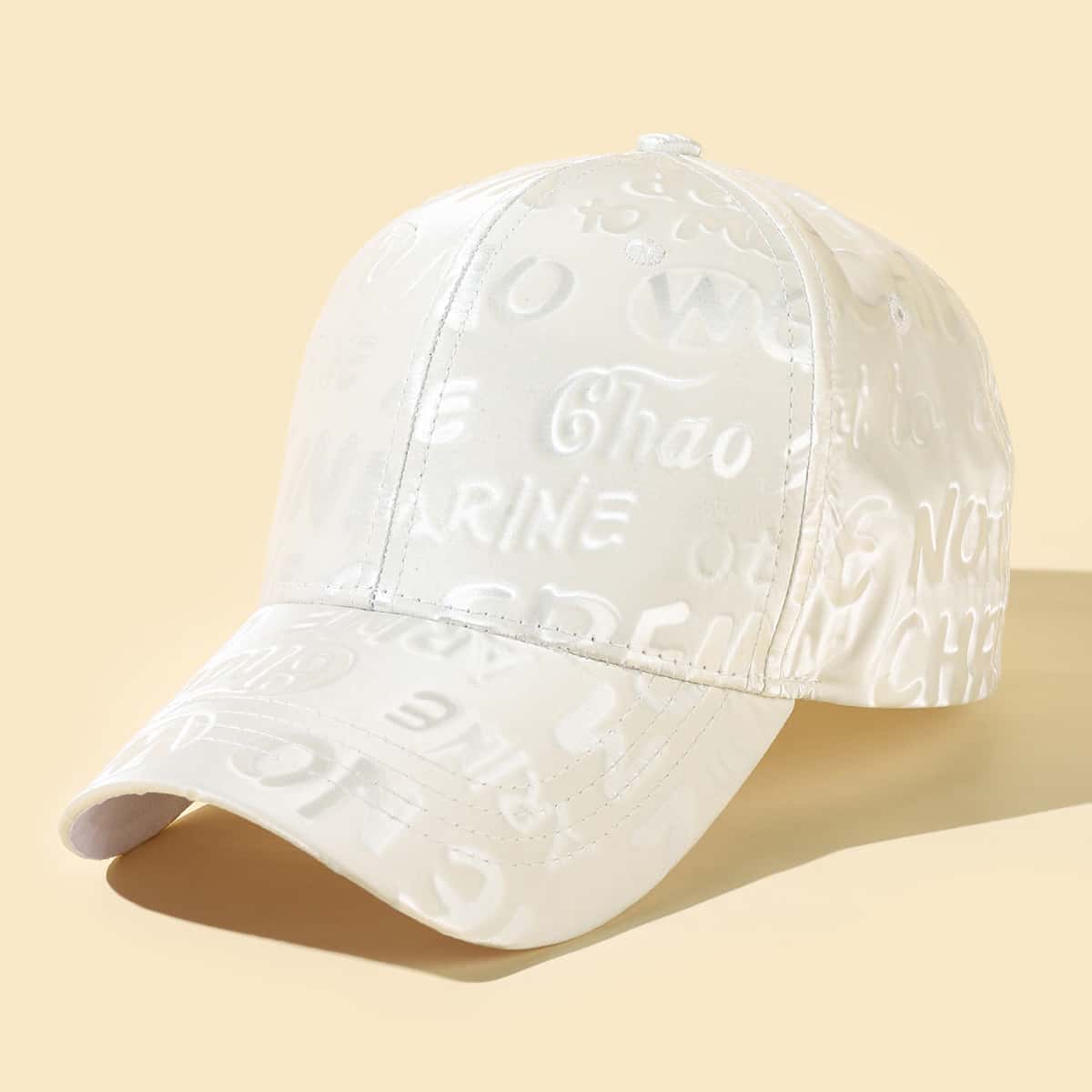 

Letter Graphic Baseball Cap, White