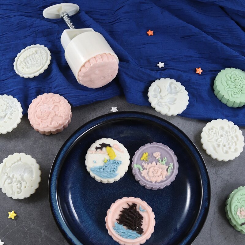 

9pcs Moon Cake Mold Set, White