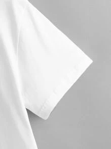 SHEIN Unity 恐龍圖案短袖T恤 - 白色 - 查看 3