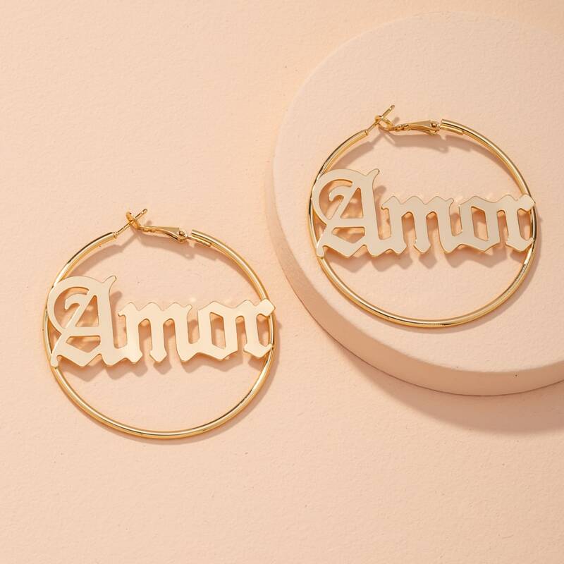 

Letter Hoop Earrings, Gold