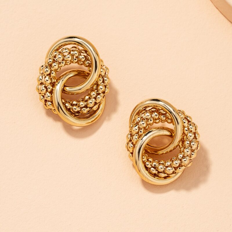 

Layered Ring Stud Earrings, Gold