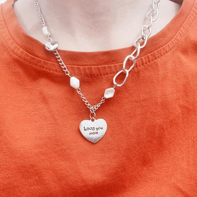 

Heart Charm Chain Necklace, Silver