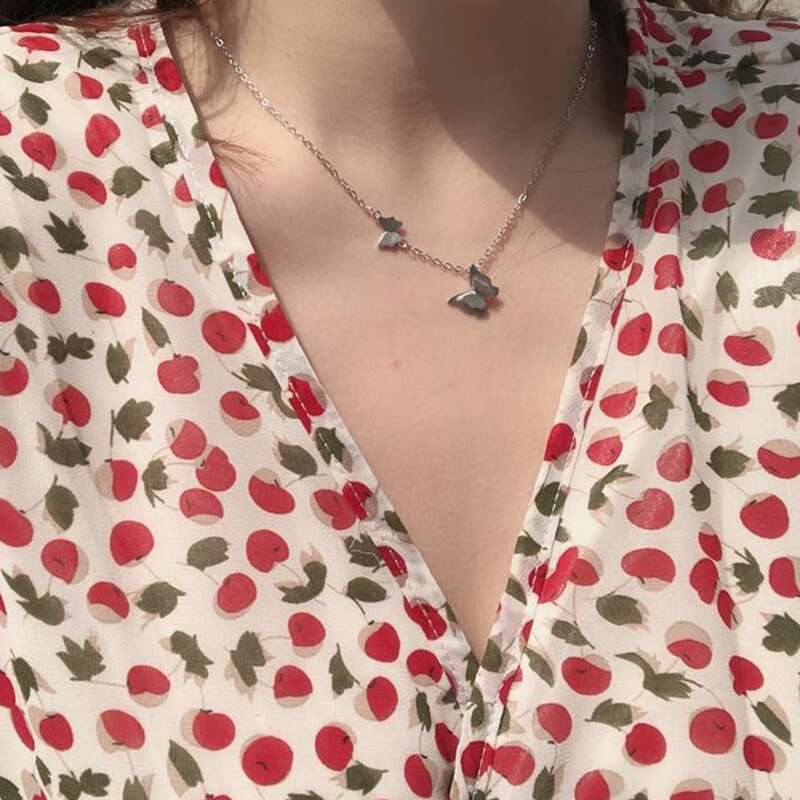 

Butterfly Charm Chain Necklace, Silver