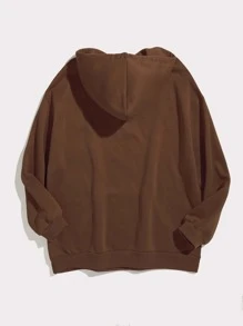 Sudaderas Cordón Bolsillo Dibujos animados Frase Casual - Café integral - Ver 2