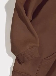 Sudaderas Cordón Bolsillo Dibujos animados Frase Casual - Café integral - Ver 4