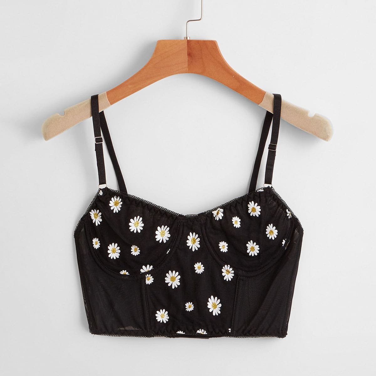 

Daisy Print Cami Top, Black