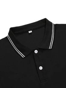 Manfinity Homme Men 2pcs Contrast Trim Polo Shirt - Black and White - View 6