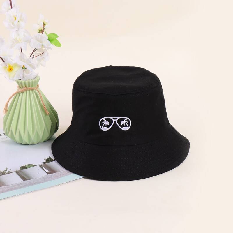 

Glasses Embroidery Bucket Hat, Black