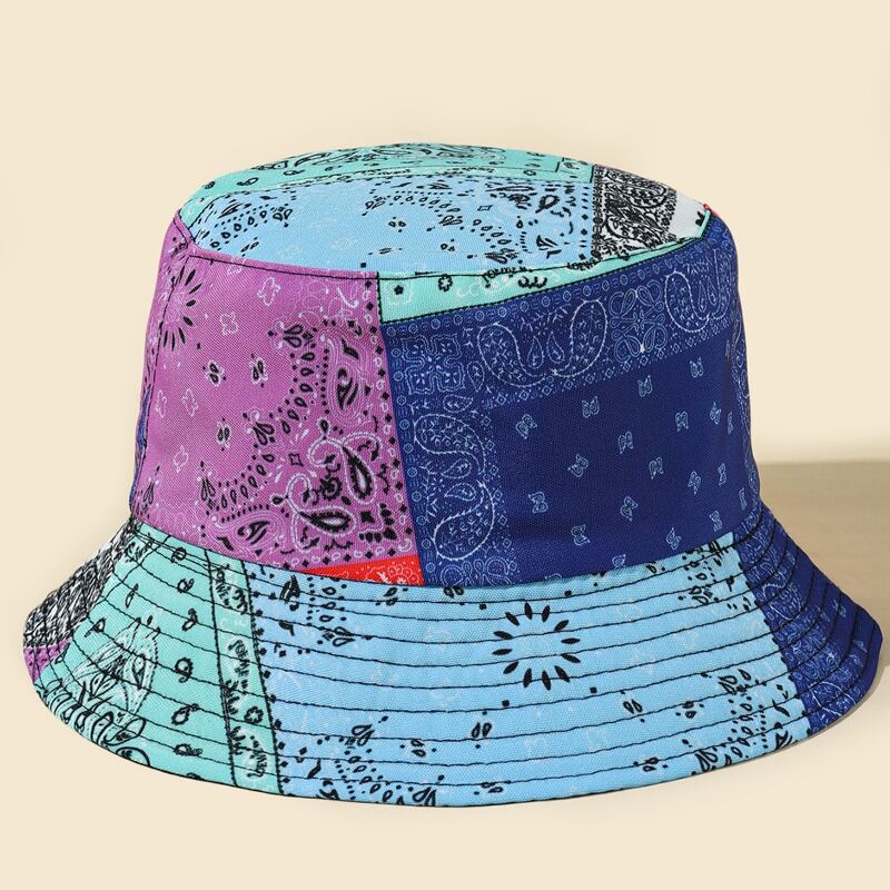 

Paisley Print Patchwork Bucket Hat, Multicolor