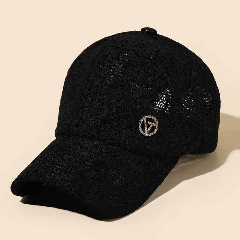 

Rhinestone Decor Lace Baseball Cap, Black