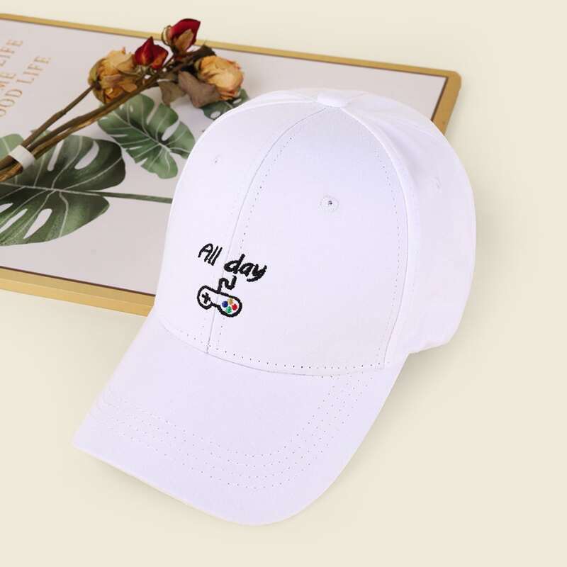 

Letter Graphic Embroidery Baseball Cap, White