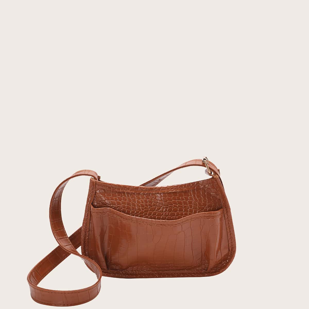 

Croc Embossed Crossbody Bag, Brown