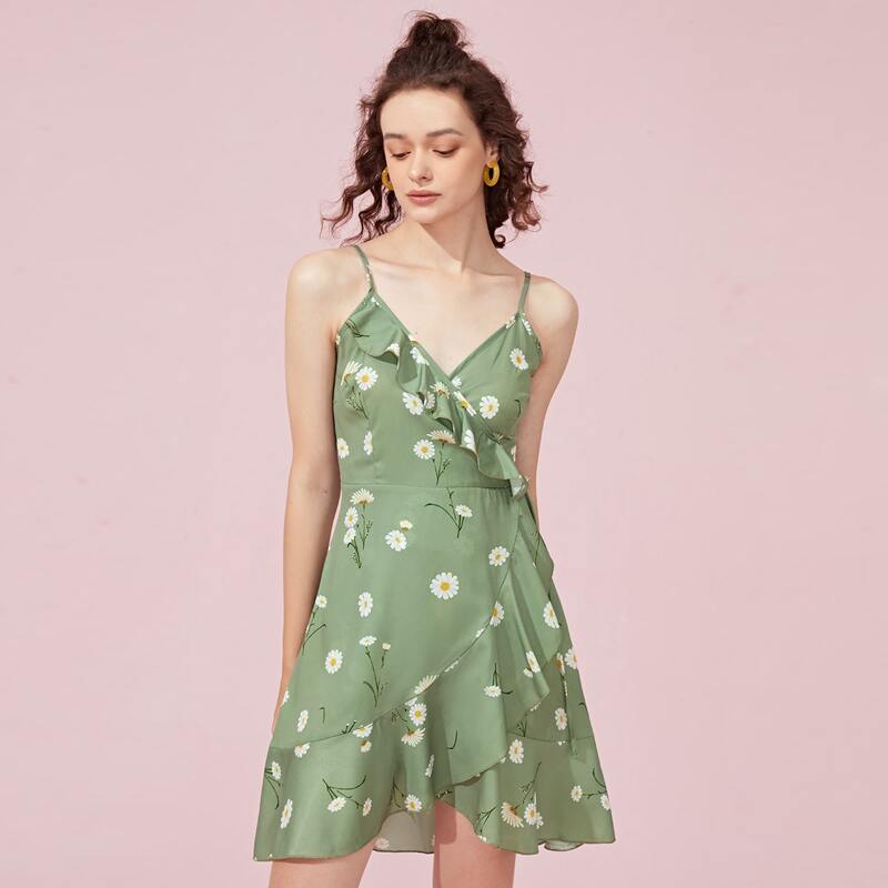 

Daisy Ruffle Cami Dress, Green