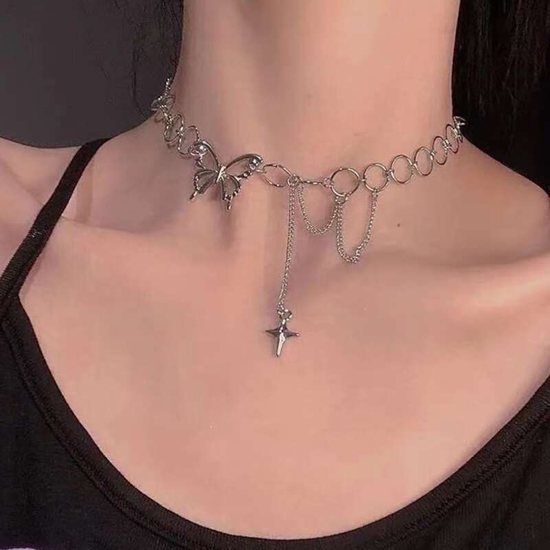 

Butterfly Decor Chain Necklace, Silver
