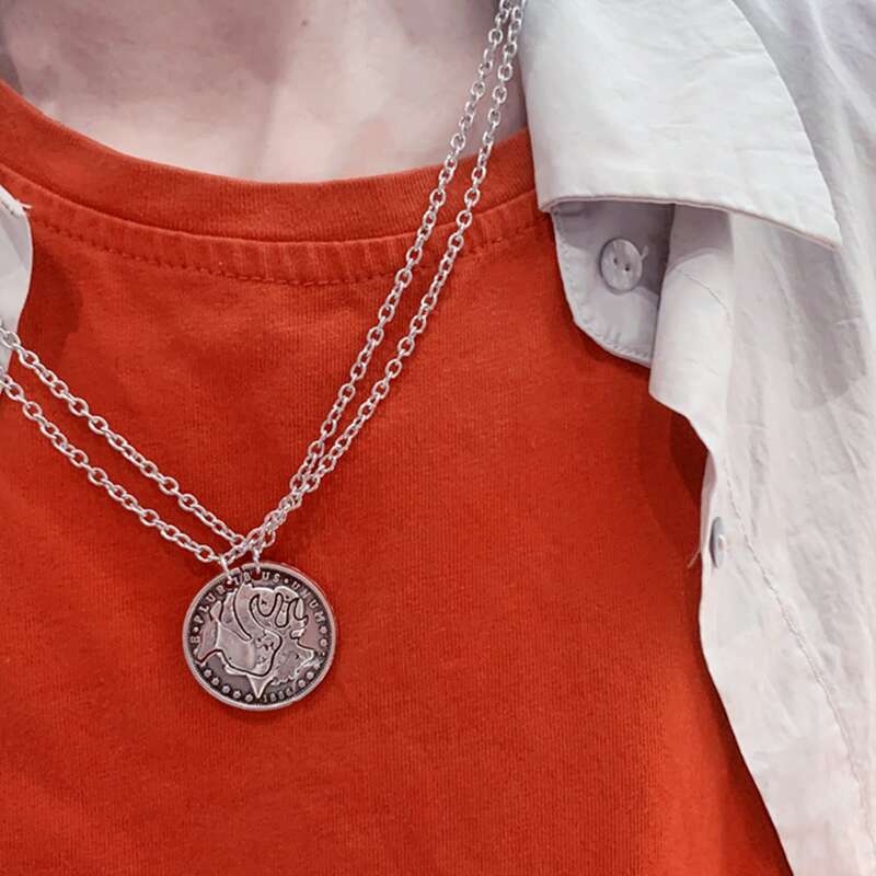 

2pcs Geo Charm Chain Necklace, Silver