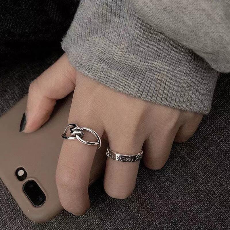 

2pcs Knot Design Ring, Silver