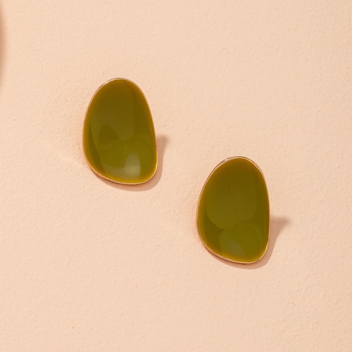 

Minimalist Stud Earrings, Green