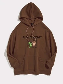 Sudaderas Cordón Bolsillo Dibujos animados Frase Casual - Café integral - Ver 1