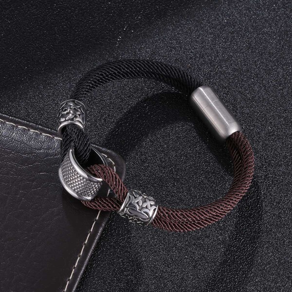 

Men Bead Decor Bracelet, Brown