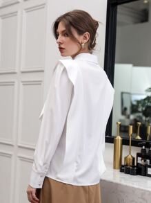 Modelyn Solid Button Front Shirt - White - View 2