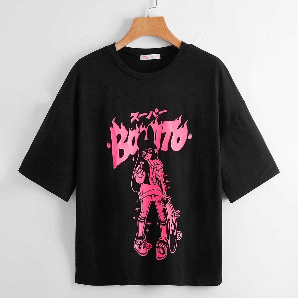 

Letter Cartoon Print Tee, Black