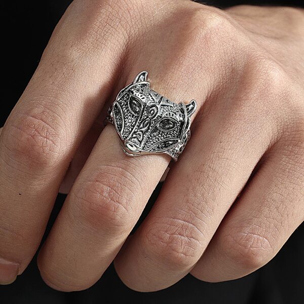 

Men Textured Metal Ring, Antique silver