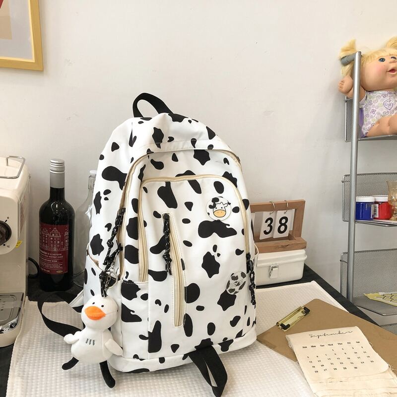 

Cow Print Backpack, White